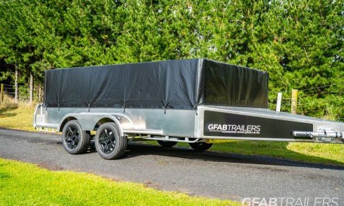 GFAB Sports Trailer with cage and canvas cover